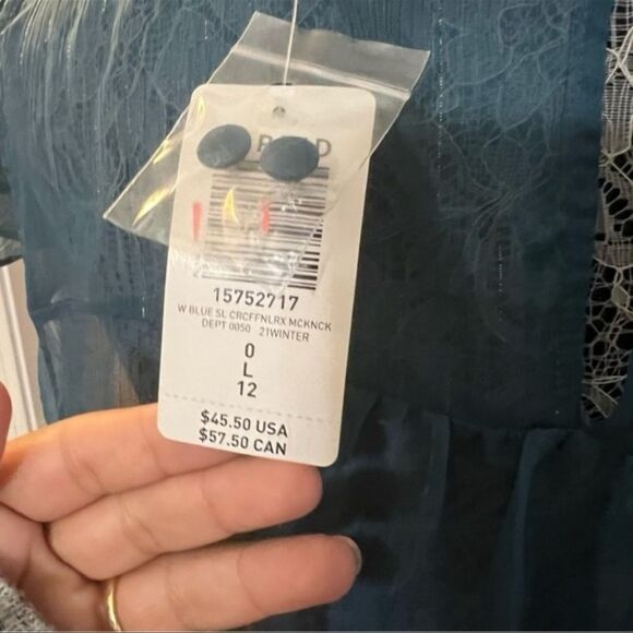 Torrid Blue Flutter Sleeve Sheer Blouse – Size 0 (12/Large) – NWT - Picture 8 of 8